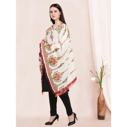 Women's Cotton Embroidered Dupatta (Off White, Length: 0.5 to 1 Mtr) - Image 4