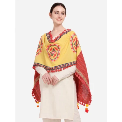 Women's Cotton Embroidered Dupatta (Yellow, Length: 1.5 to 2 Mtr) - Image 2