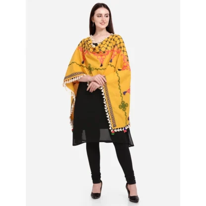 Women's Cotton Embroidered Dupatta (Mustuard, Length: 1.5 to 2 Mtr) - Image 4