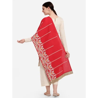 Women's Cotton Embroidered Dupatta (Red, Length: 1.5 to 2 Mtr) - Image 6