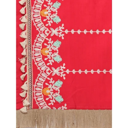 Women's Cotton Embroidered Dupatta (Red, Length: 1.5 to 2 Mtr) - Image 5