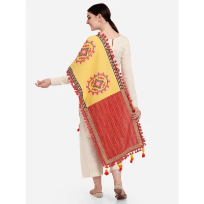 Women's Cotton Embroidered Dupatta (Yellow, Length: 1.5 to 2 Mtr) - Image 6