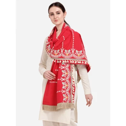 Women's Cotton Embroidered Dupatta (Red, Length: 1.5 to 2 Mtr) - Image 4