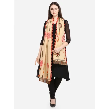 Women's Cotton Embroidered Dupatta (Beige, Length: 1.5 to 2 Mtr) - Image 2