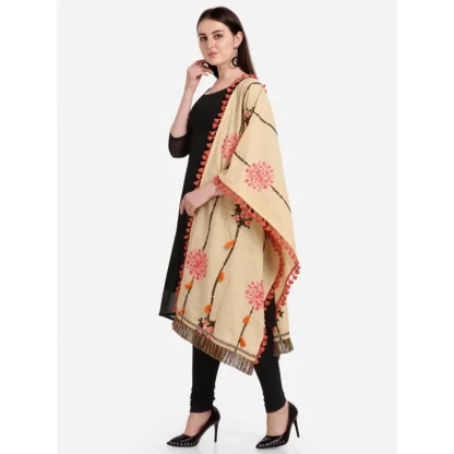 Women's Cotton Embroidered Dupatta (Beige, Length: 1.5 to 2 Mtr) - Image 5