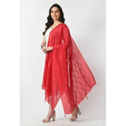 Women's Chanderi Self design Dupatta (Rani, Length: Free Size) - Image 3