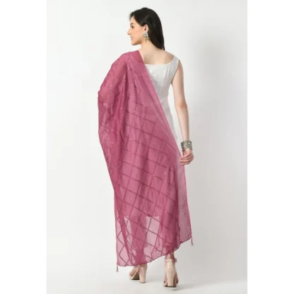 Women's Chanderi Self design Dupatta (Levender, Length: Free Size) - Image 4