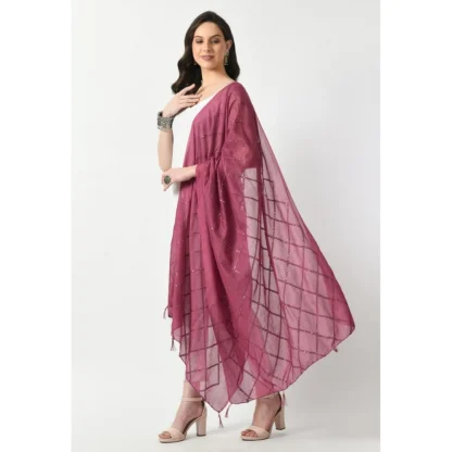 Women's Chanderi Self design Dupatta (Levender, Length: Free Size) - Image 3