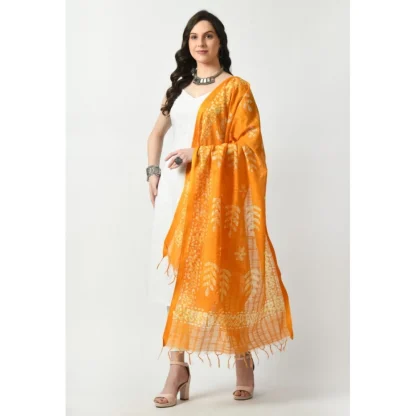 Women's Cotton Printed Dupatta (Yellow, Length: Free Size) - Image 2