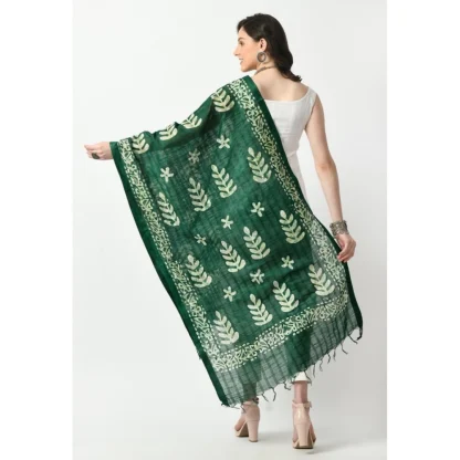 Women's Cotton Printed Dupatta (Green, Length: Free Size) - Image 4