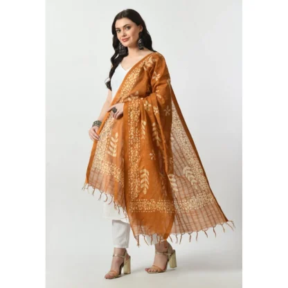 Women's Cotton Printed Dupatta (Rust, Length: Free Size) - Image 3