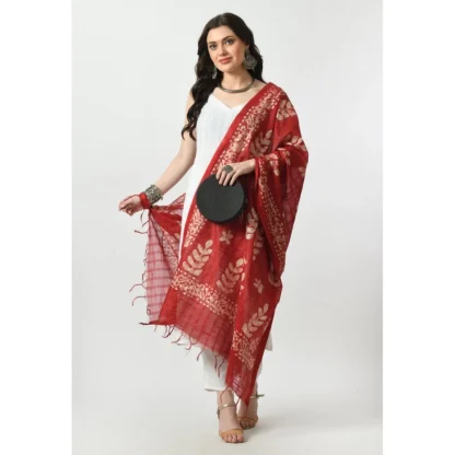 Women's Cotton Printed Dupatta (Red, Length: Free Size) - Image 2