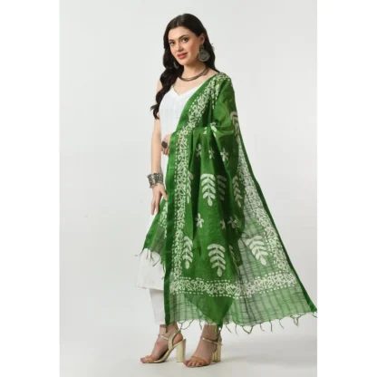 Women's Cotton Printed Dupatta (Green, Length: Free Size) - Image 3