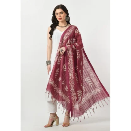 Women's Cotton Printed Dupatta (Levender, Length: Free Size) - Image 2