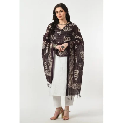 Women's Cotton Printed Dupatta (Wine, Length: Free Size) - Image 2