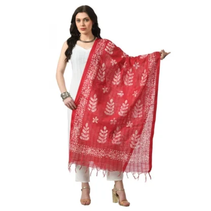 Women's Cotton Printed Dupatta (Rani, Length: Free Size)