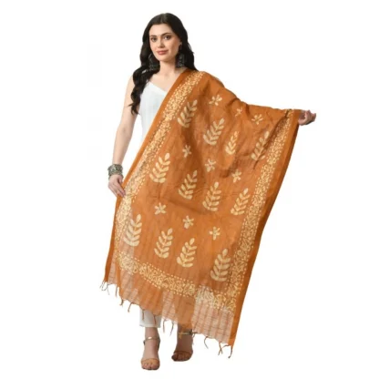 Women's Cotton Printed Dupatta (Rust, Length: Free Size)