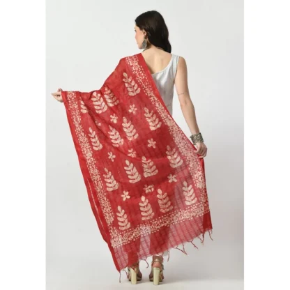 Women's Cotton Printed Dupatta (Red, Length: Free Size) - Image 4