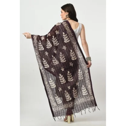 Women's Cotton Printed Dupatta (Wine, Length: Free Size) - Image 4