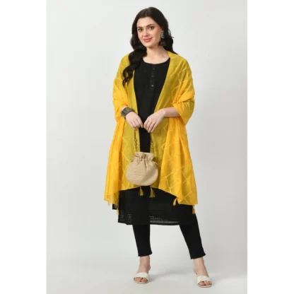 Women's Chanderi Self design Dupatta (Yellow, Length: Free Size) - Image 2