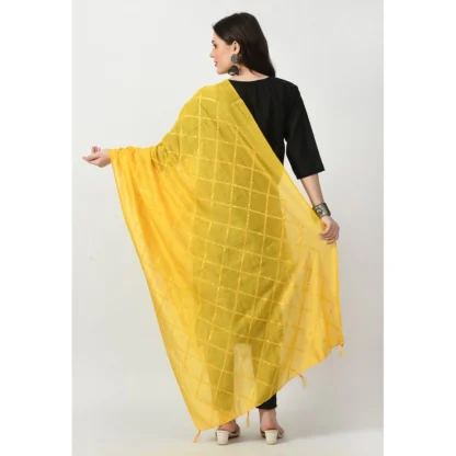 Women's Chanderi Self design Dupatta (Yellow, Length: Free Size) - Image 4