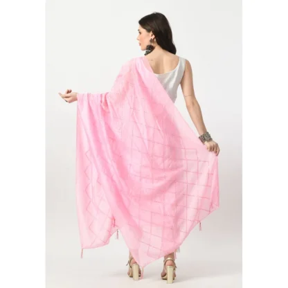 Women's Chanderi Self design Dupatta (Pink, Length: Free Size) - Image 4