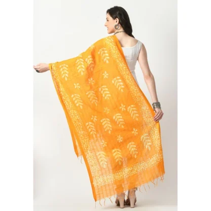 Women's Cotton Printed Dupatta (Yellow, Length: Free Size) - Image 4