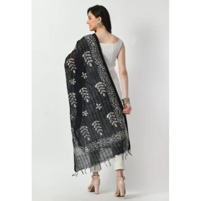 Women's Cotton Printed Dupatta (Black, Length: Free Size) - Image 4