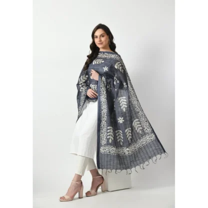 Women's Cotton Printed Dupatta (Grey, Length: Free Size) - Image 2