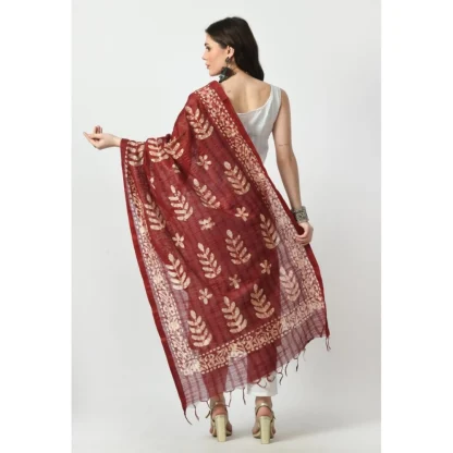 Women's Cotton Printed Dupatta (Maroon, Length: Free Size) - Image 4