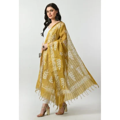 Women's Cotton Printed Dupatta (Gold, Length: Free Size) - Image 3