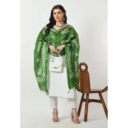 Women's Cotton Printed Dupatta (Green, Length: Free Size) - Image 2