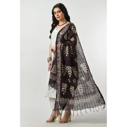 Women's Cotton Printed Dupatta (Wine, Length: Free Size) - Image 3