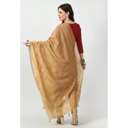 Women's Chanderi Self design Dupatta (Gold, Length: Free Size) - Image 4