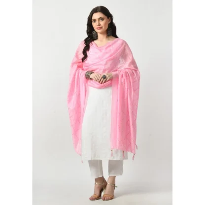 Women's Chanderi Self design Dupatta (Pink, Length: Free Size) - Image 2