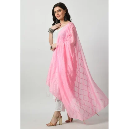 Women's Chanderi Self design Dupatta (Pink, Length: Free Size) - Image 3