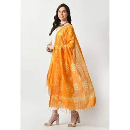 Women's Cotton Printed Dupatta (Yellow, Length: Free Size) - Image 3