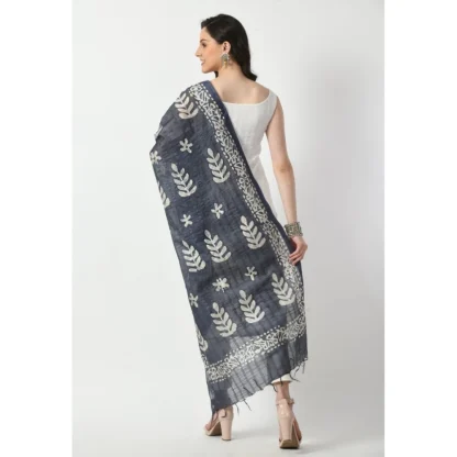 Women's Cotton Printed Dupatta (Grey, Length: Free Size) - Image 4