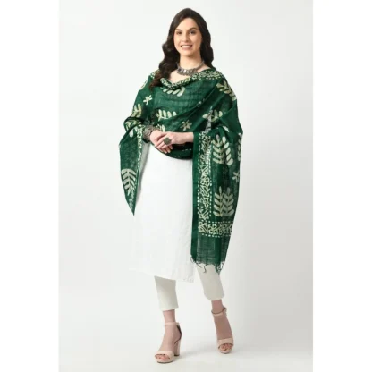 Women's Cotton Printed Dupatta (Green, Length: Free Size) - Image 2