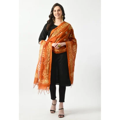 Women's Cotton Printed Dupatta (Mustard, Length: Free Size) - Image 2