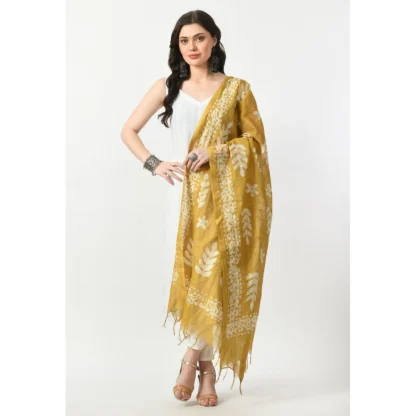 Women's Cotton Printed Dupatta (Gold, Length: Free Size) - Image 2