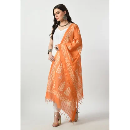 Women's Cotton Printed Dupatta (Orange, Length: Free Size) - Image 3