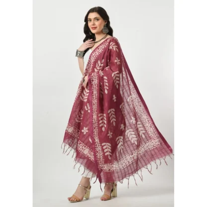 Women's Cotton Printed Dupatta (Levender, Length: Free Size) - Image 3