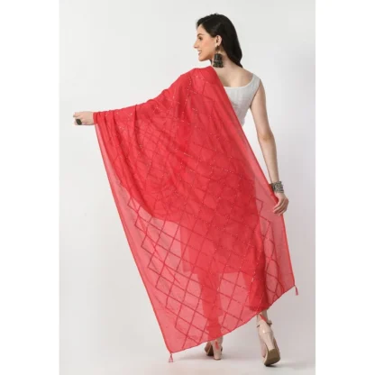 Women's Chanderi Self design Dupatta (Rani, Length: Free Size) - Image 4