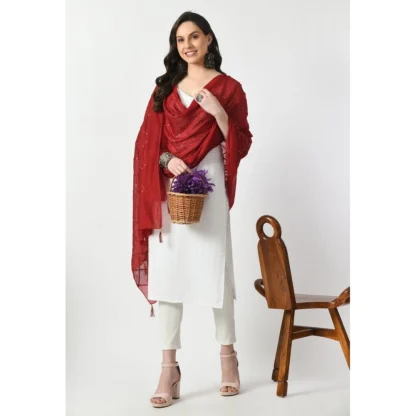 Women's Chanderi Self design Dupatta (Maroon, Length: Free Size) - Image 2