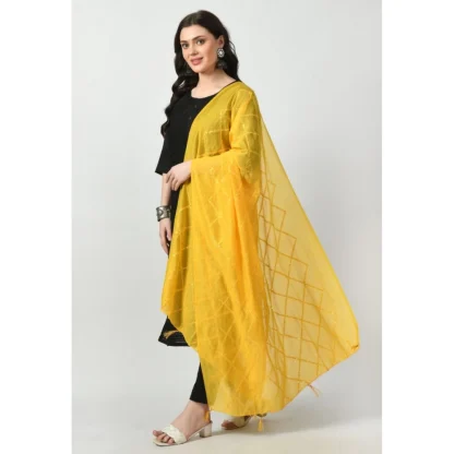 Women's Chanderi Self design Dupatta (Yellow, Length: Free Size) - Image 3