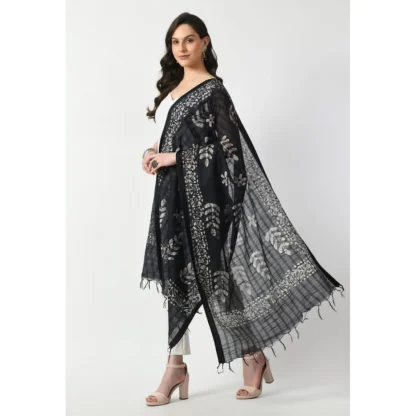 Women's Cotton Printed Dupatta (Black, Length: Free Size) - Image 2