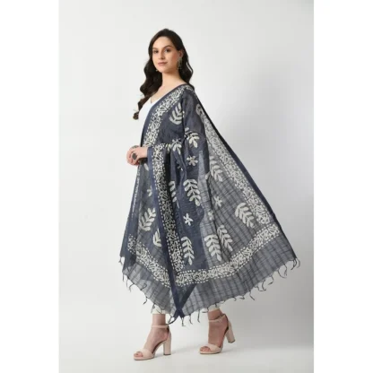 Women's Cotton Printed Dupatta (Grey, Length: Free Size) - Image 3