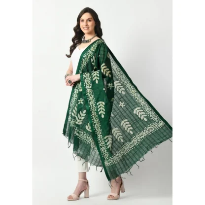 Women's Cotton Printed Dupatta (Green, Length: Free Size) - Image 3