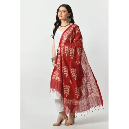 Women's Cotton Printed Dupatta (Red, Length: Free Size) - Image 3